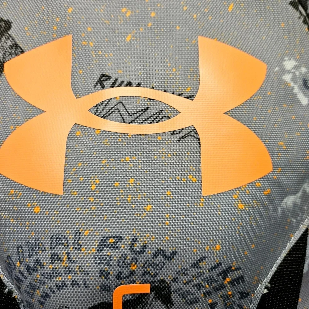 Under Armour Hustle 5.0 Storm Backpack Gray Orange Graphic Pack 1361176